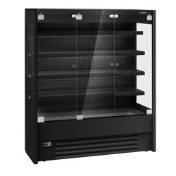 Murale Refrigerato Professionale - 1585mm - +1°/+10°C - con 3 porte a battente in vetrocamera senza cornice & 4 ripiani - Nero