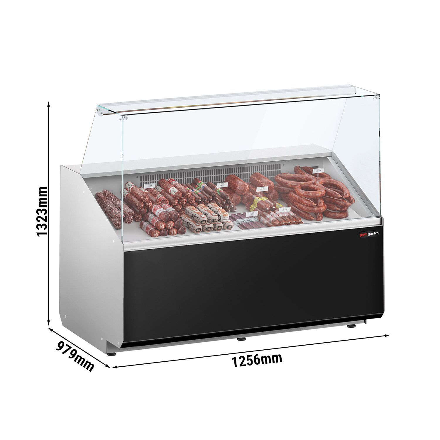 Comptoir vitrine réfrigérée - 1256x979mm - +2/+6°C - 262L - Façade noire