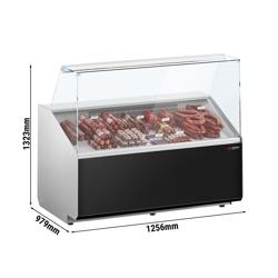 Banco gastronomia professionale - 1256x979mm - 262 L - Vetro dritto - Colore Grigio scuro - Pannello frontale Nero RAL9017