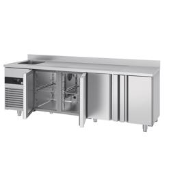 Rashladni pult PREMIUM - 2360x720 mm - 540 l - Ventilirano hlađenje - s 4 vrata - s 1 korita - Leđni podignuti rub