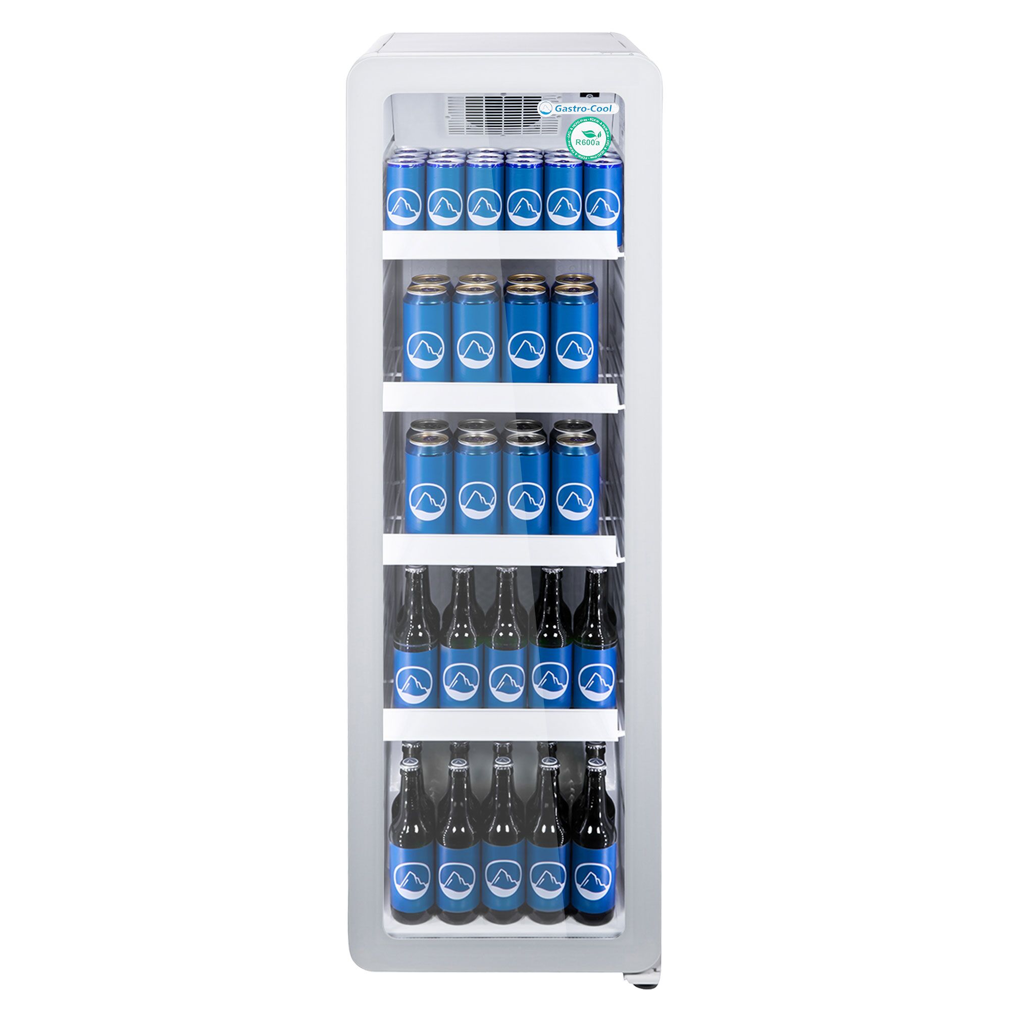 GASTRO-COOL | Vitrine réfrigérée à boissons - 418mm - 140 L - étroit - 1 porte vitrée - éclairage LED - Blanc - 0 à +10 °C