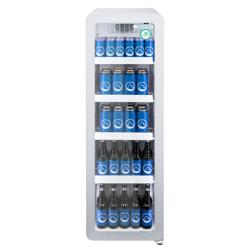 GASTRO-COOL Armario expositor refrigerado para bebidas - 418mm - 140 litros - estrecho - 1 puerta batiente de cristal - con iluminación LED - Blanco