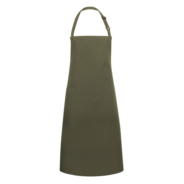 Karlowsky - Delantal con pechera con bolsillo básico - Verde musgo