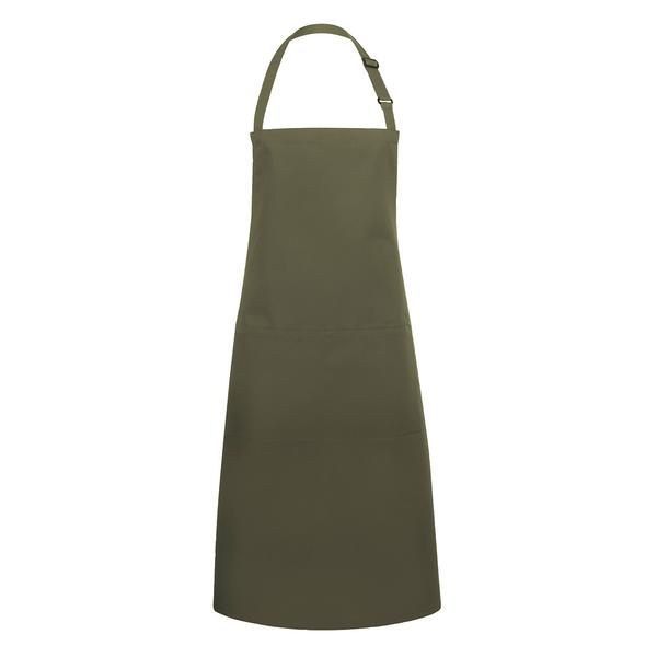 (6 pieces) KARLOWSKY | Basic Chef Bib Apron with Pocket – Moss Green - 750×900 mm - 2-Section Pocket