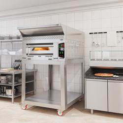 Pizzaoven op gas - 6x 34cm - Handmatig - incl. afzuigkap, onderstel & wielen