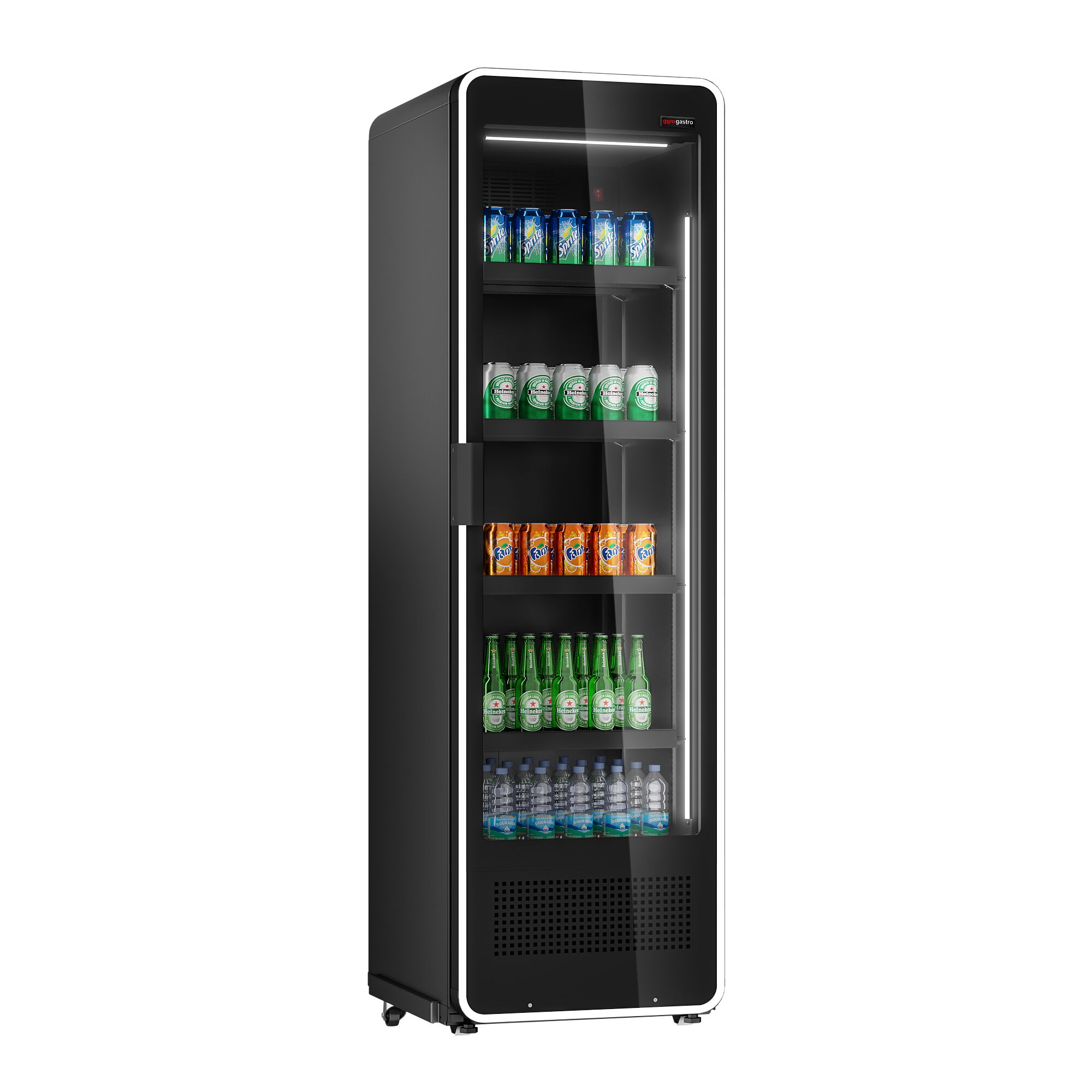 Vitrine réfrigérée à boissons - 670mm - 550 L - 1 porte vitrée - éclairage LED RGB - affichage digital de la température - Noir - +1 à +7 °C
