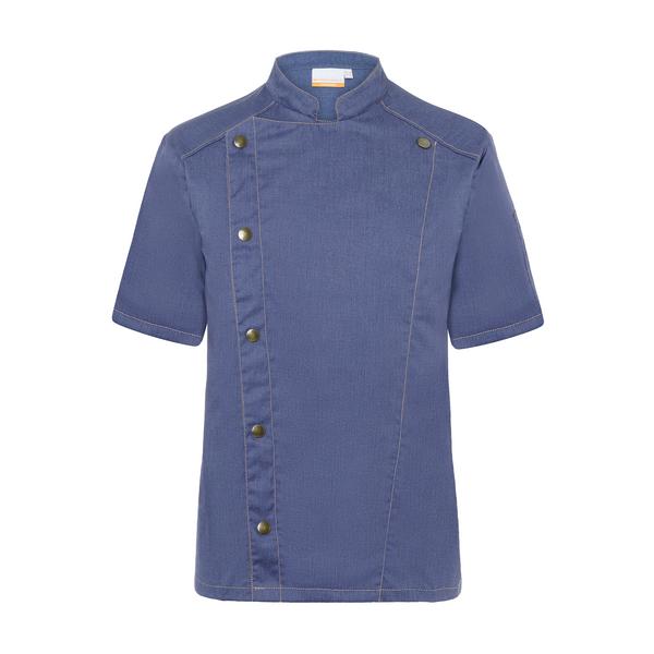 KARLOWSKY | Dżinsowa Bluza kucharska z krótkim rękawem - w stylu Vintage Niebieski - Rozmiar: 70