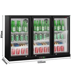 Barkühlschrank - 1330mm - 320 Liter - mit 3 Glasflügeltüren - Schwarz