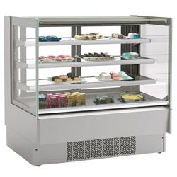 Vitrine à pâtisserie réfrigérée - 274L - 978mm - Double vitrage - avec 3 étagères - portes coulissantes vitrées arrière