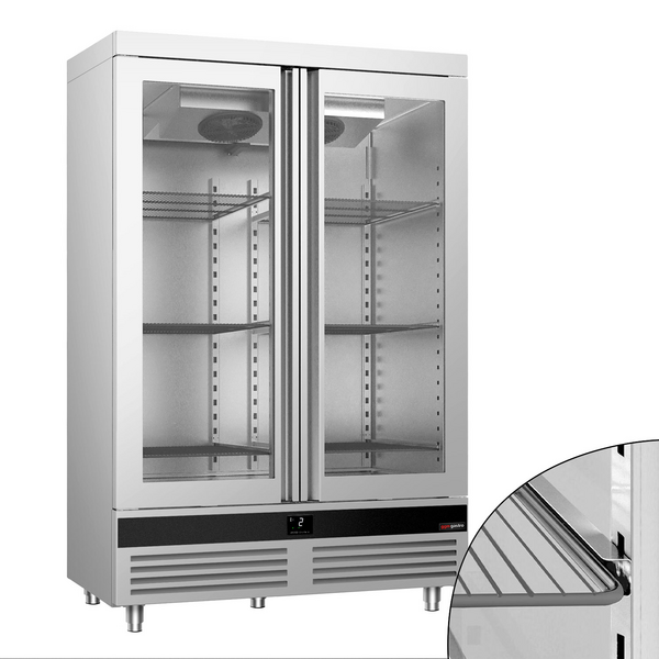 Refrigerator Stainless Steel PREMIUM - 1200 liters - with 2 glass doors