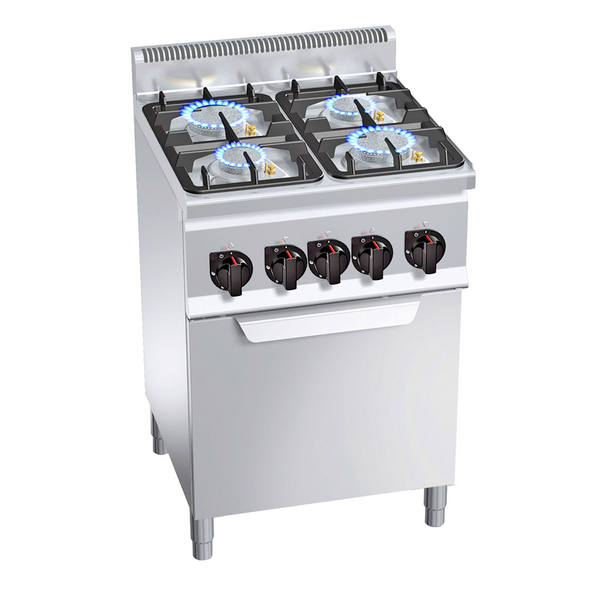 Fogão a gás 4x queimadores (19 kW) + Forno a gás (3,5 kW)