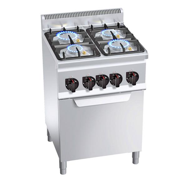 Gasfornuis - Lorenzo 600 - 600x600mm - 19,0 kW - 4 pits - incl. gas statische oven - 3,5 kW