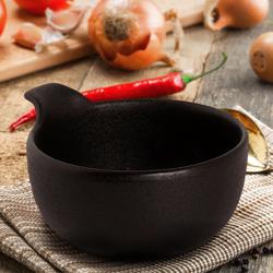 (12 buc) Bol | Universe - Porțelan - 240 ml - rotund - Ø 100 mm - cu mâner; stivuibil; compatibil mașină de spălat vase; compatibil cuptor cu microunde - Negru