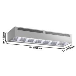 Cappa professionale a reintegro d'aria - Cappa cubica - 4000mm - senza motore - con filtri a labirinto
