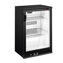 Barkoelkast PREMIUM PLUS - 600mm - 140 Liter - met 1 glazen klapdeur - zwart