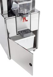 Suporte para espremedor de laranjas - "Cooled Dispenser Stand" - autónomo com rodas - Alumínio - 580x550x830mm - Capacidade: para contentor de cascas de 18kg - com prateleira ajustável para copos/garrafas - para Orangenpressen OFZ2