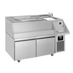 Bár/italhűtőasztal - 1,2 x 0,6 m - 150 liter - 2 fiókkal 1/1 és polcokkal