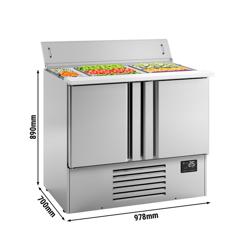 Saladette PREMIUM PLUS - 978 mm - 2 dörrar - med kylbrunn för 6x GN 1/3 & 3x GN 1/6 med rostfritt lock