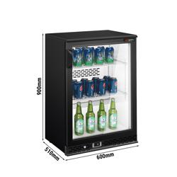 Mesa de refrigeração de bebidas de bar - 0,6 x 0,51 m - 125 litros - com 1 porta de vidro - preta