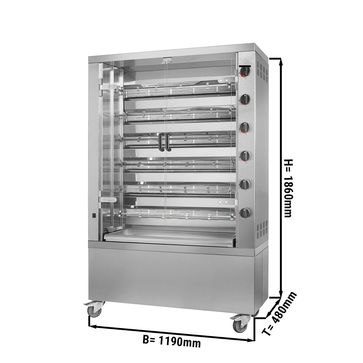 Electric Chicken Rotisserie Oven - 28.8kW - with 6 Skewers for up to 36 chickens
