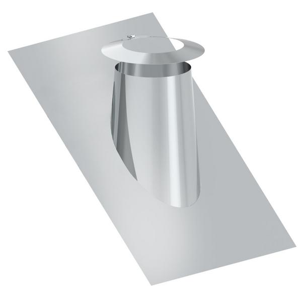 dakdoorvoer - 36° - 45° - met plakplaat & stormkraag - in rvs - voor buis buitendiameter 550