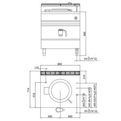 Marmite de Cuisson à Gaz - 55 Litres - 15,5 kW - Chauffage Direct