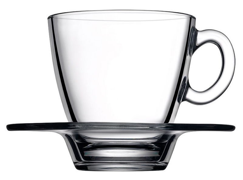 (24 komada) Čaša za čaj sa tanjurićem - AQUA - 210 ml