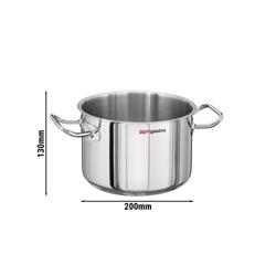 Kookpan (hoog) - RVS - 4,1 liter - Ø 200mm - Hoogte: 130mm - met inductiebodem / sandwichbodem