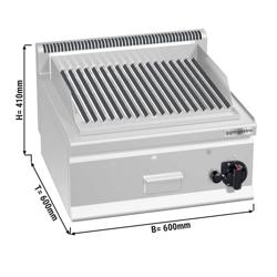 Gas lavasteengrill - 8kW - 600mm - 0,6x0,6m - Tafelmodel - RVS