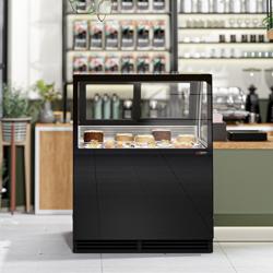 Koeltoonbank KAISA - 1000x1048mm - 280 liter - kleur zwart - dubbel glas - achterzijde 2 schuifdeuren - rechte ruit