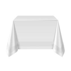 (5 piezas) Mantel de Damasco Tessin Atlas - 130 x 220 cm - Blanco