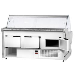 Comptoir vitrine réfrigérée - 2515x1150mm - +1/+10°C - Vitre bombée - Éclairage