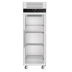 Upright Display Fridge Stainless steel ECO - GN 2/1 - 440L - with 1 glass door - On castors