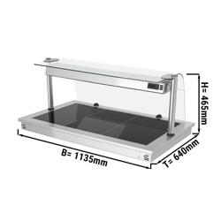Inbyggd Värmehäll i rostfritt stål - 1135 mm - 3x GN 1/1 - 1,35 kW - med hostskydd i glas