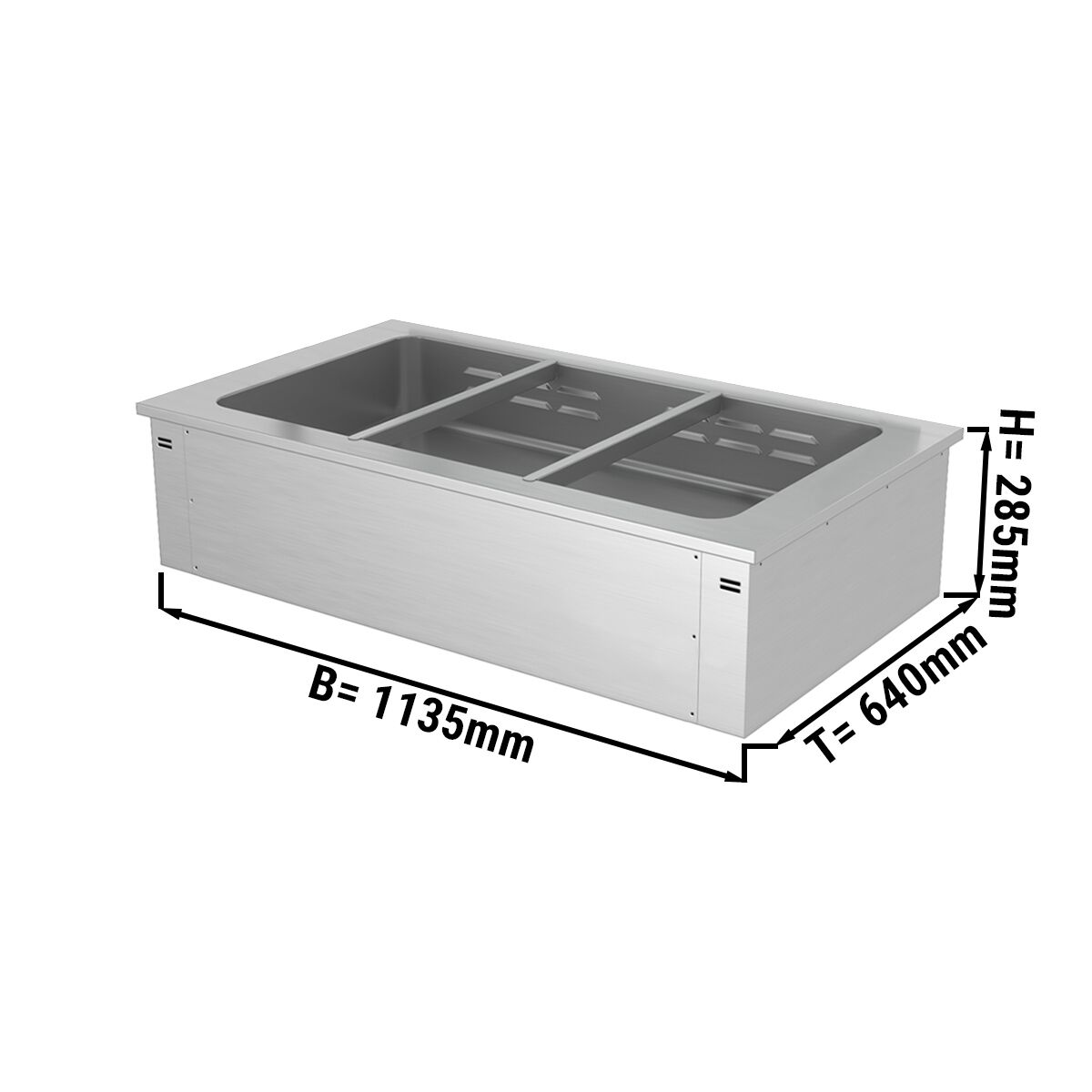 Bain-marie encastrable - 1,1 m - 3x GN 1/1