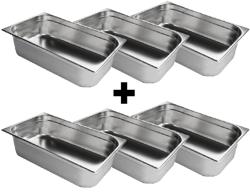 (6 pezzi) Contenitore GN in acciaio inox 1/1 - Altezza: 100 mm