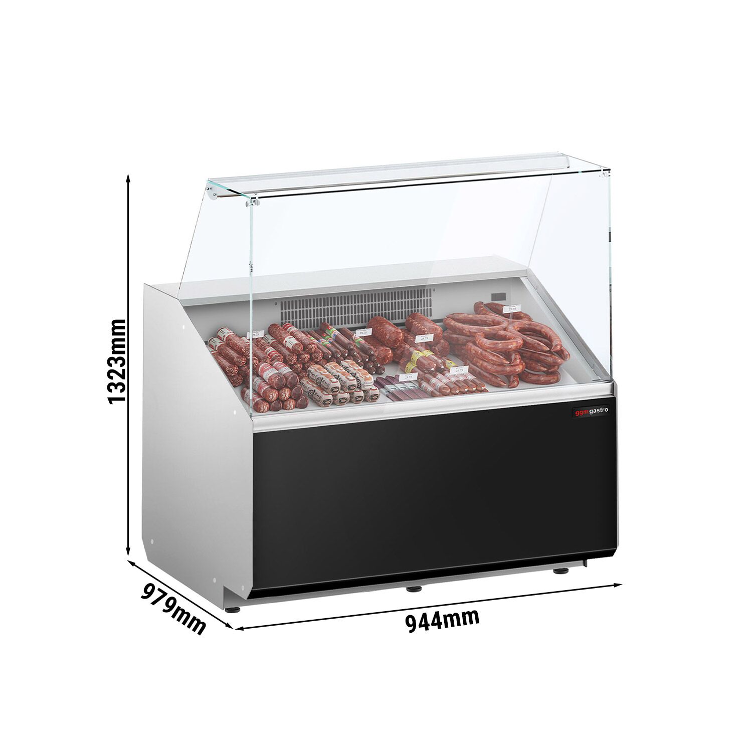 Comptoir vitrine réfrigérée - 944x979mm - +2/+6°C - 200L - Façade noire