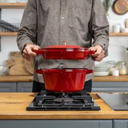 STAUB | STACKABLE SET - serpenyő készlet - 2 db - Ø 240mm - öntöttvas - cseresznyepiros