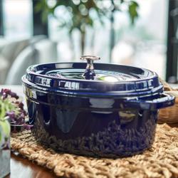 STAUB | Cocotte Oval Enamelled Cast Iron Casserole Dish – 290 mm Oval – Dark Blue