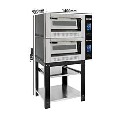 Commercial Gas Pizza Oven 2-Chamber – 12x 12'' pizzas - Touch controls - 450°C max - With stand