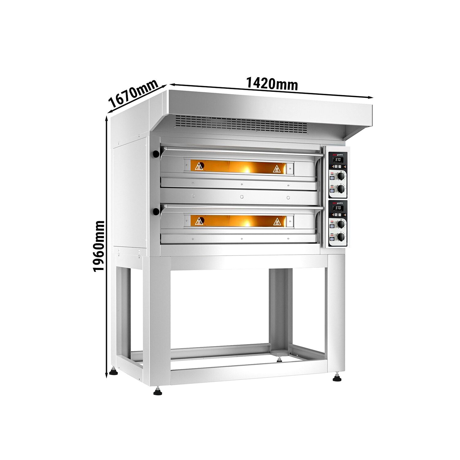 Elektrische pizzaoven - 9+9x 33cm - Handmatig - incl. afzuigkap & onderstel
