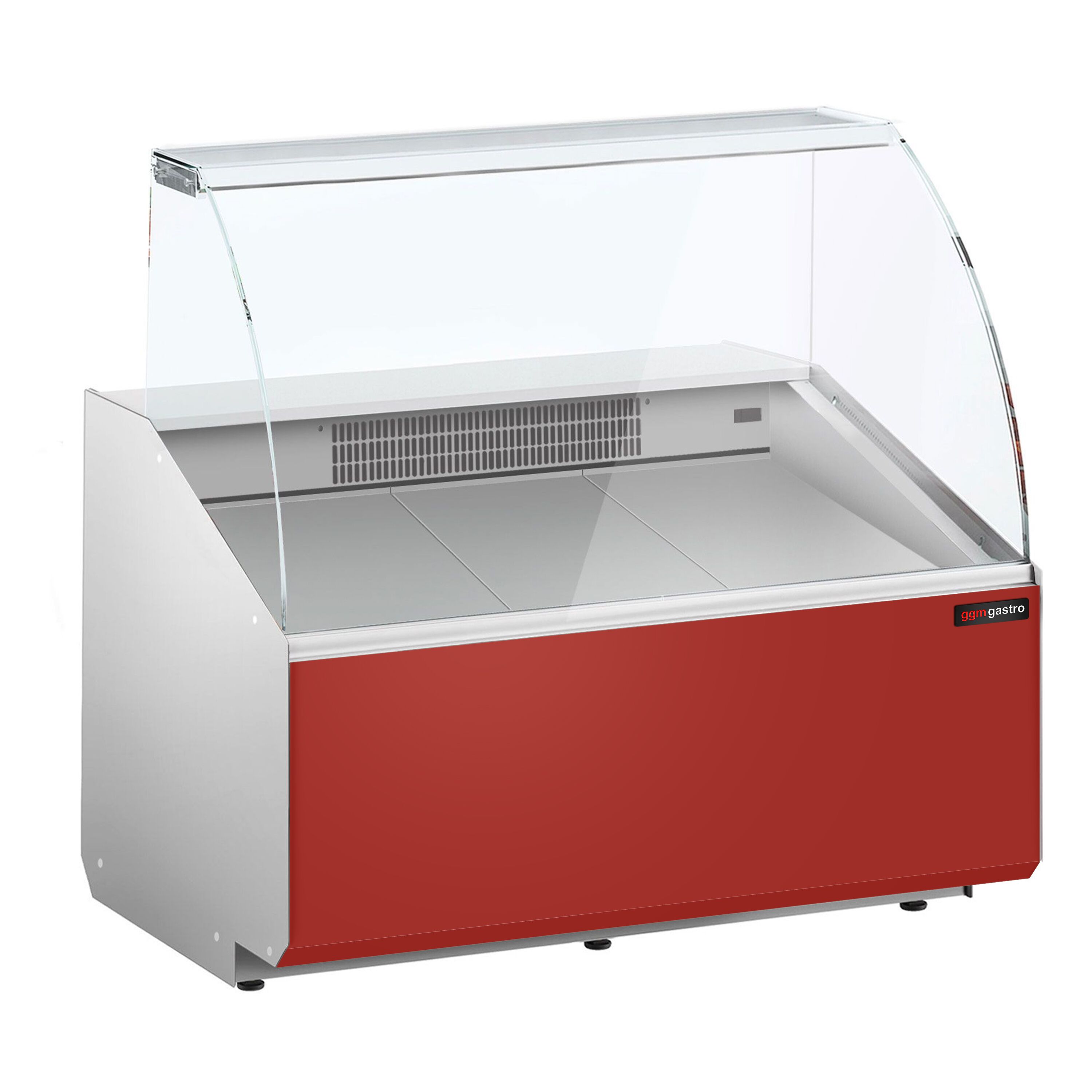 Comptoir vitrine réfrigérée - 944x979mm - +2/+6°C - 200L - Façade rouge RAL3003