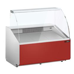 Comptoir vitrine réfrigérée - 944x979mm - +2/+6°C - 200L - Façade rouge RAL3003