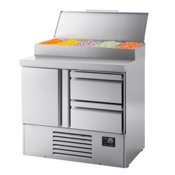 Saladette Kompakt - 978x700 mm - inbyggd kylränna - 1 dörr & 2 lådor - för 5x GN 1/4