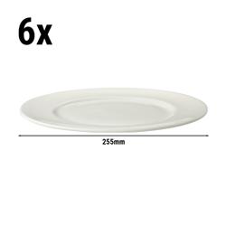 (6 pcs) LUX | Plate - flat - Porcelain - Ø255mm - Ivory