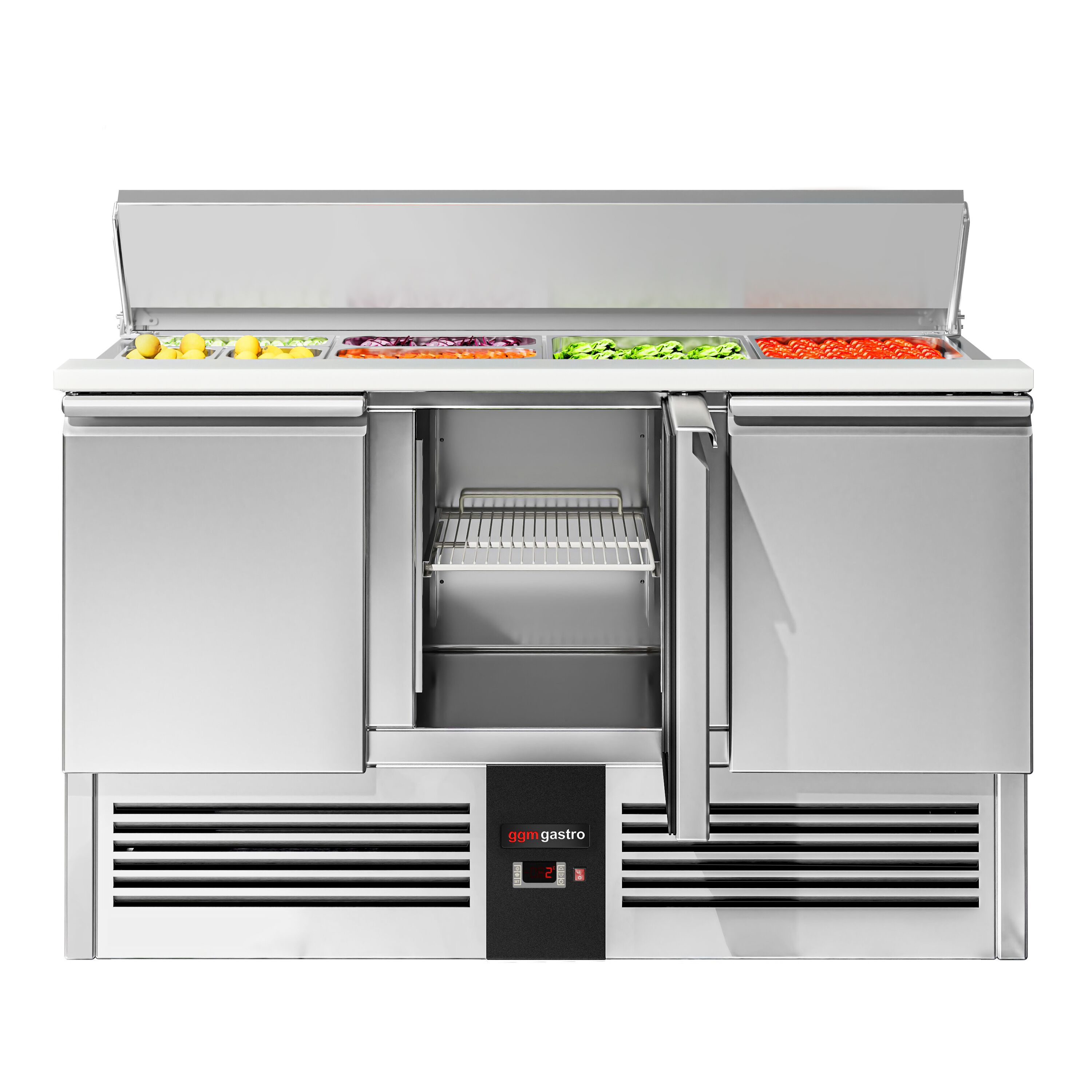 Saladette Premium - 1368mm - Einlass für GN-Behälter- 3 Türen