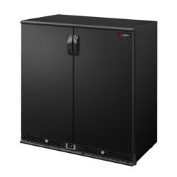 Chłodziarka barowa - 900 mm - 220 litrów - z 2 drzwiami na zawiasach - czarna	