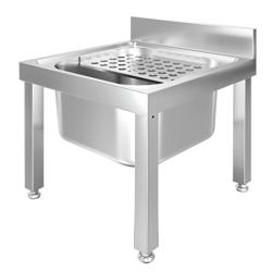 Freestanding Stainless Steel Bucket Sink – 500x500x550mm-1 Bowl-Splashback-Perforated Grid