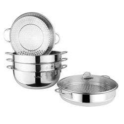Vaporera de 6 piezas de acero inoxidable | Vaporera - Ø 280 mm - 5,8 litros