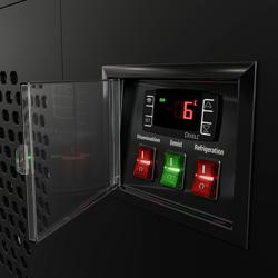 Vetrina pasticceria refrigerata MADRID - 850l - 1000mm - Doppio vetro - con 3 ripiani - porte posteriori scorrevoli; LED interni; 4 lati vetro - Nero opaco